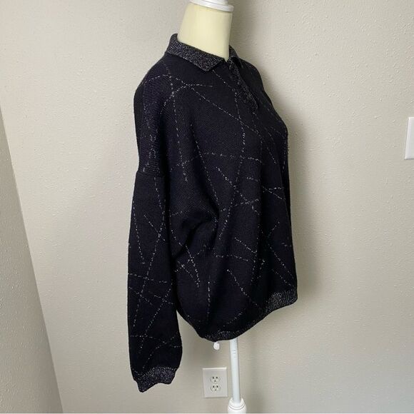 Vintage 80s Renee Tenner for Jeanne Pierre Lambs Wool Metallic Sweater Women' LG - Picture 5 of 13